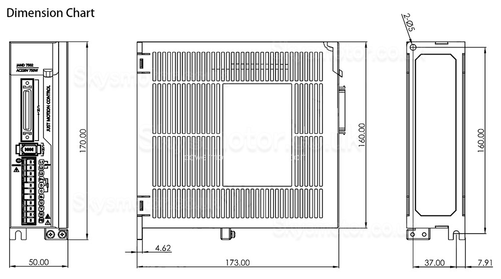 180V-240V 750W AC Servo Motor Driver JAND7502-20B-20B Single phase Built-in Braking Resistor